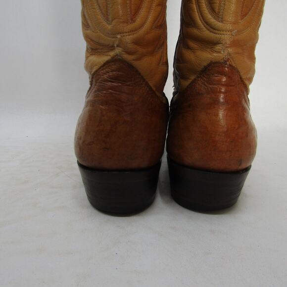 NOCONA Mens Size 8 D Two Tone Brown Leather Smooth Ostrich Cowboy Western Boots main image 9